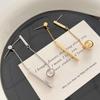 Asymmetrical Geometric Tassel Earrings: Copper-Plated Gold, Korean Style, High-End Fashion