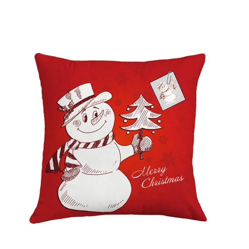 New Year Merry Christmas Santa Claus Print Pattern Cushion Cover for Home Living Room Sofa Decoration Pillow