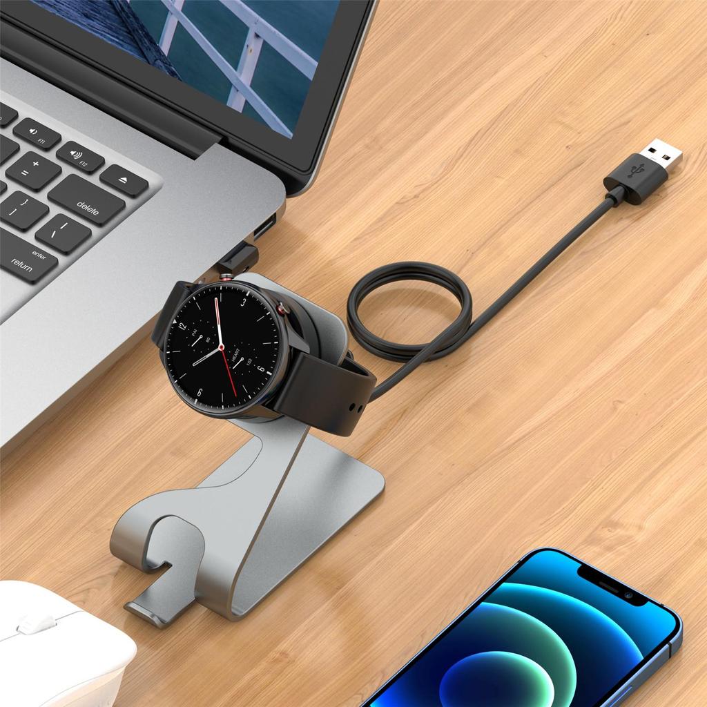 Metal Charging Stand Dock for Amazfit GTS 2 Mini GTR 2 Smartwatch Holder Gray