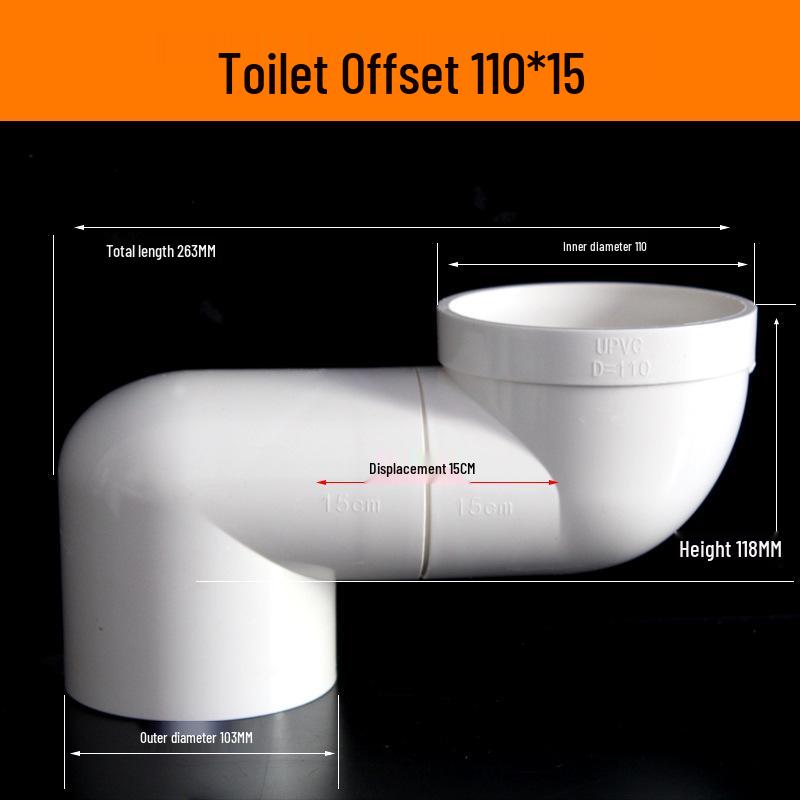 Adattatore Offset per WC in PVC - Nessuno Scavo Richiesto, Opzioni da 5/10/20 cm, Installazione su Pavimento Piano