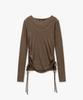 MONGDOL [Set] Side Shirred Layered T-Shirt Mocha Brown Mdts067Mochabrown