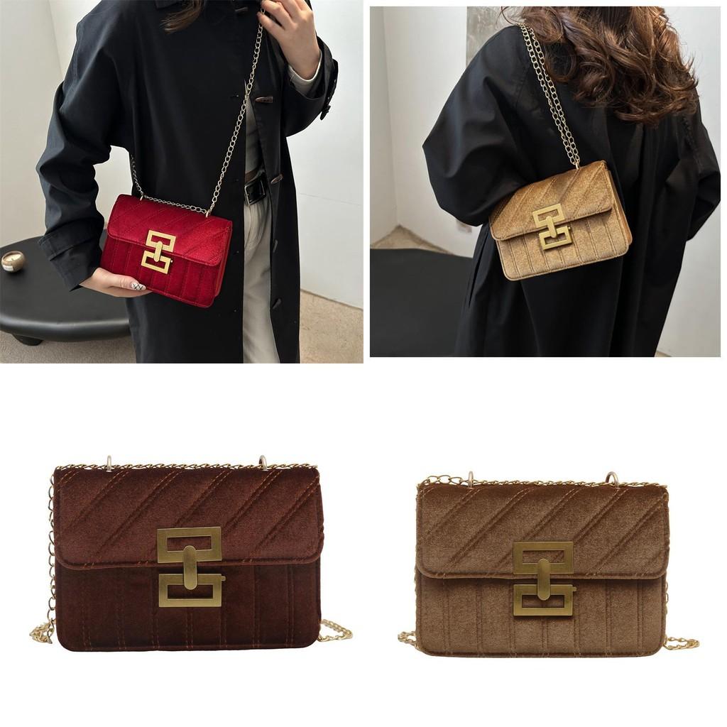 Modern Elegant Small Square Bag For Women With Unique Lock Closure And Chain Strap