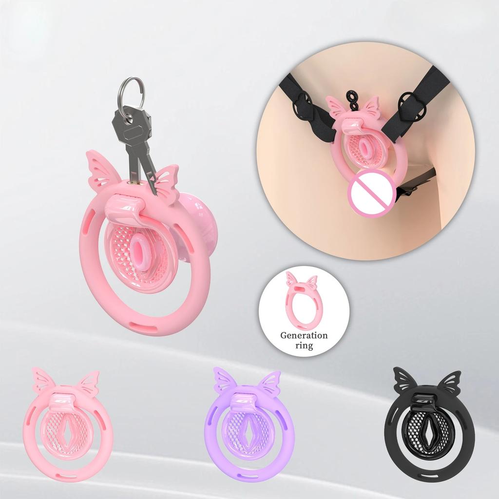 Sissy Negative Inverted Extreme Chastity Cage with 4 Size Silicone Rings Bondage Cock Exercise Urine Blockage Sex Toys for ManGood product