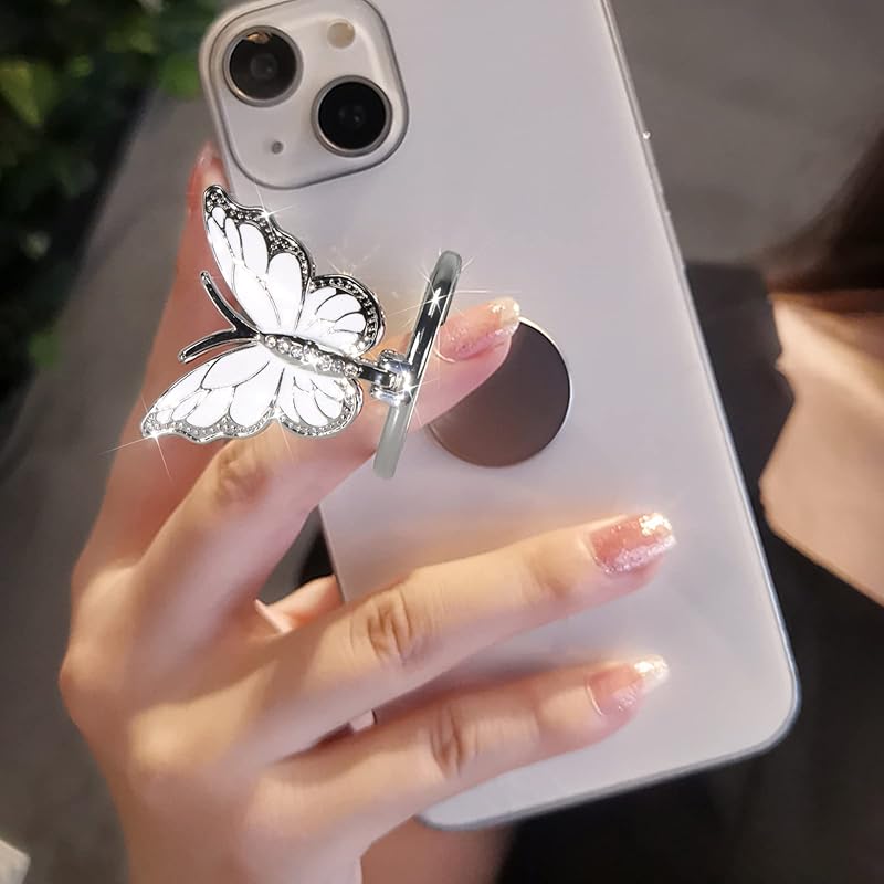 LSL Cute Butterfly Cell Phone Ring Holder 360°Rotation Metal Finger Stand Kickstand Universal Compatible with iPhone Samsung Galaxy LG Google Pixel