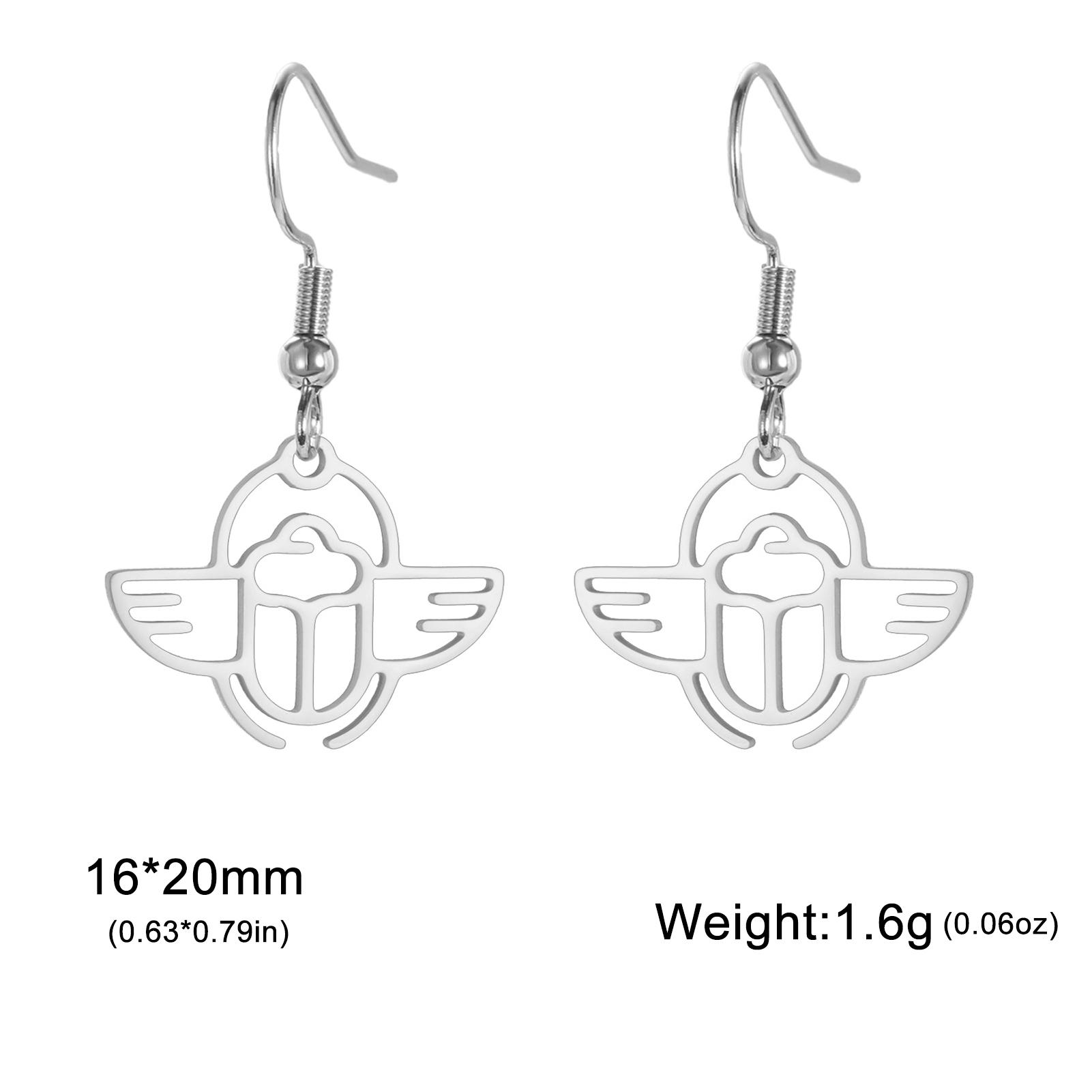 

LIKGREAT Ancient Egyptian Scarab Earrings for Women Stainless Steel Dangle Earring Fashion Insect Beetle Amulet Jewelry Gift