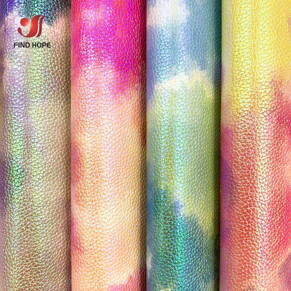 Rosy clouds Tie-dye PU Leather Fabric Waterproof Shiny Faux Leathers for DIY Gift Craft Sewing Hair Bow Earring Making Material