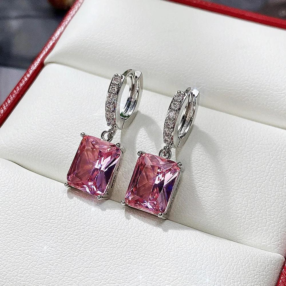 Exquisite Women'S Earrings Pink Zircon Romantic Wedding Accessories High End Anti Allergy And Beautiful Engagement Jewelry