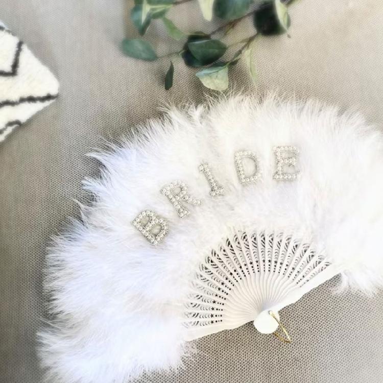 Feathered Folding Fan Feathered Hand Fan Dance Fan Bridesmaid Fan Foldable Hand Fan for Women Wedding Party Photography