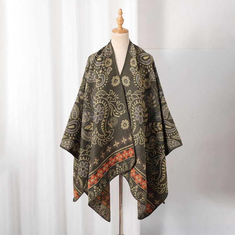 Winter Women Men Scarf Layers Poncho Retro Floral Print Wrap Shawl Scarve Capa Para Mujer Pashmina Cloak New Unisex Lady Male