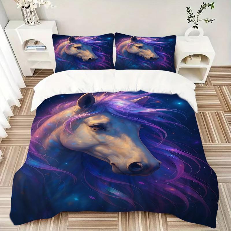3pcs Celestial Horse Duvet Cover Set -Includes 1 Duvet Cover and 2 Pillowcases, No Quilt Core, All-Season Home Decor  Yy251111143