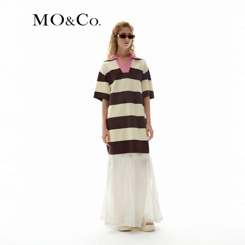 MO&Co. x SUNNEI Striped Loose Short Sleeve V-Neck Dress