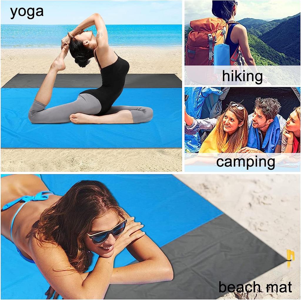 2x2.1m Waterproof Pocket Beach Blanket Folding Camping Mat Mattress Portable Lightweight Mat Outdoor Picnic Mat Sand Beach Towel