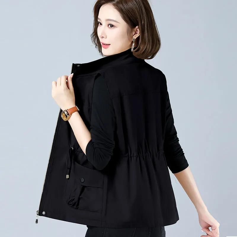 Women's Stand Collar Drawstring Waist Casual Vest