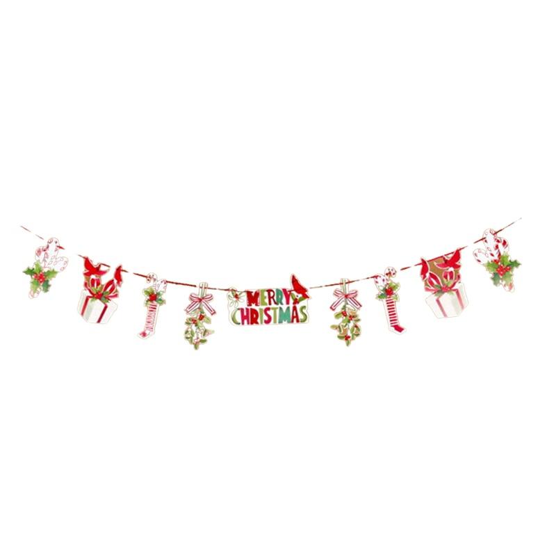 Pulling Flag Christmas Ornament Cartoon Santa Claus Party Hanging Banner Decor
