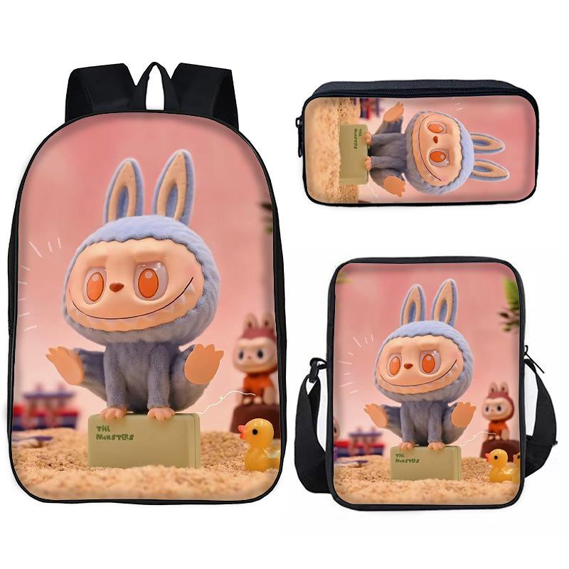 School Bag Pin Pattern Primary and Secondary School Students Meal Bag Pencil Bag Three-piece Set