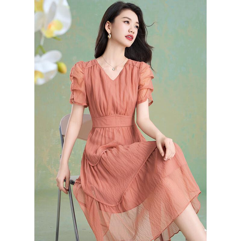 French Style Pleated V-Neck Midi Dress