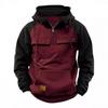 New Men's Off-the-Shoulder Half-Zip Hoodie: Workwear-Inspired Sportswear with Multiple Pockets