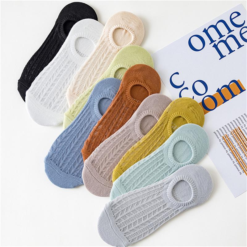 Women Summer Non-Slip Invisible Boat Socks Shallow Mesh Breathable No Show Socks
