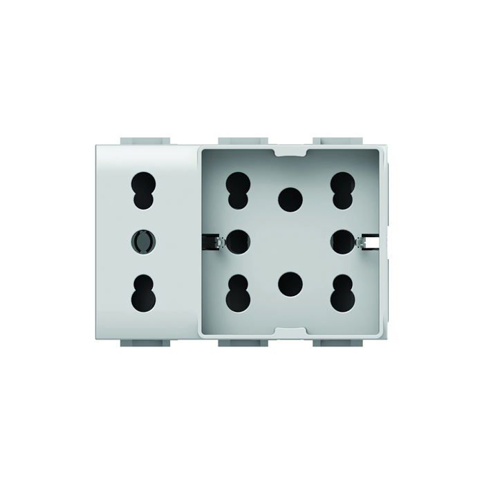 Multiprise 4box - 4B.V14.H21.XL - Side Unika Compatible avec Vimar Plana, 250 V, Blanc