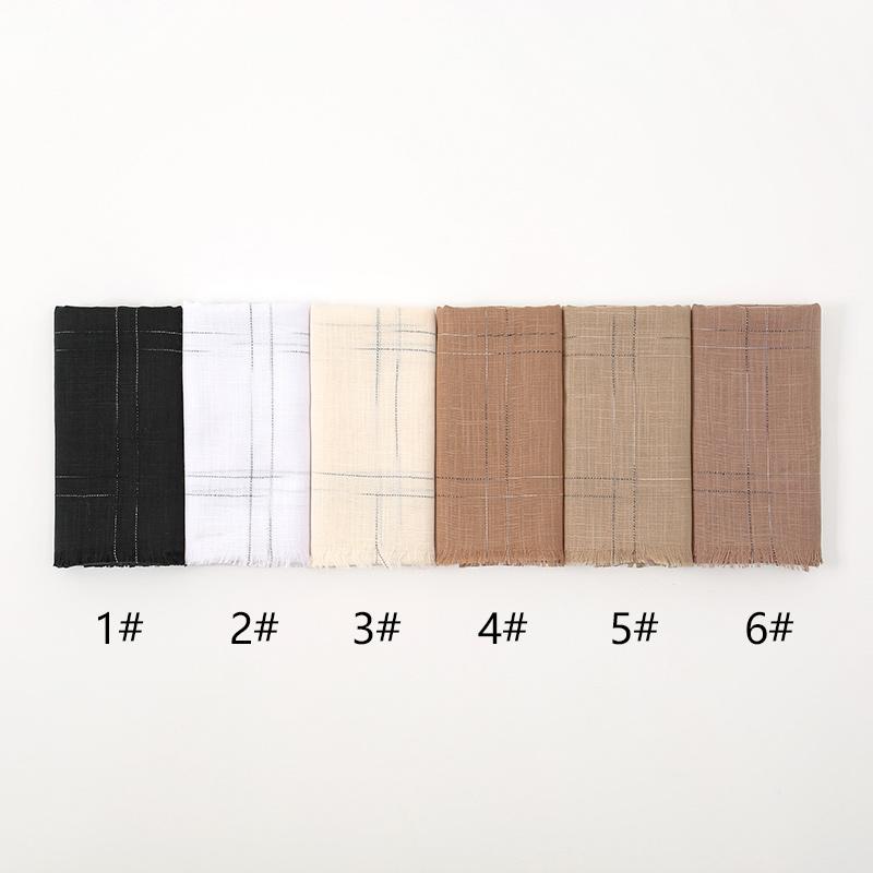 New Plaid Cotton Hijab For Women Solid Wrap And Shawls Musulman Headband Islamic Turban Headband Maxi Headscarf Foulard 180*65cm