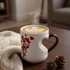 Red Hearts Pattern Heart-Shaped Mug Heart Handle Design Magic Ceramic Cup  Romantic Occasions