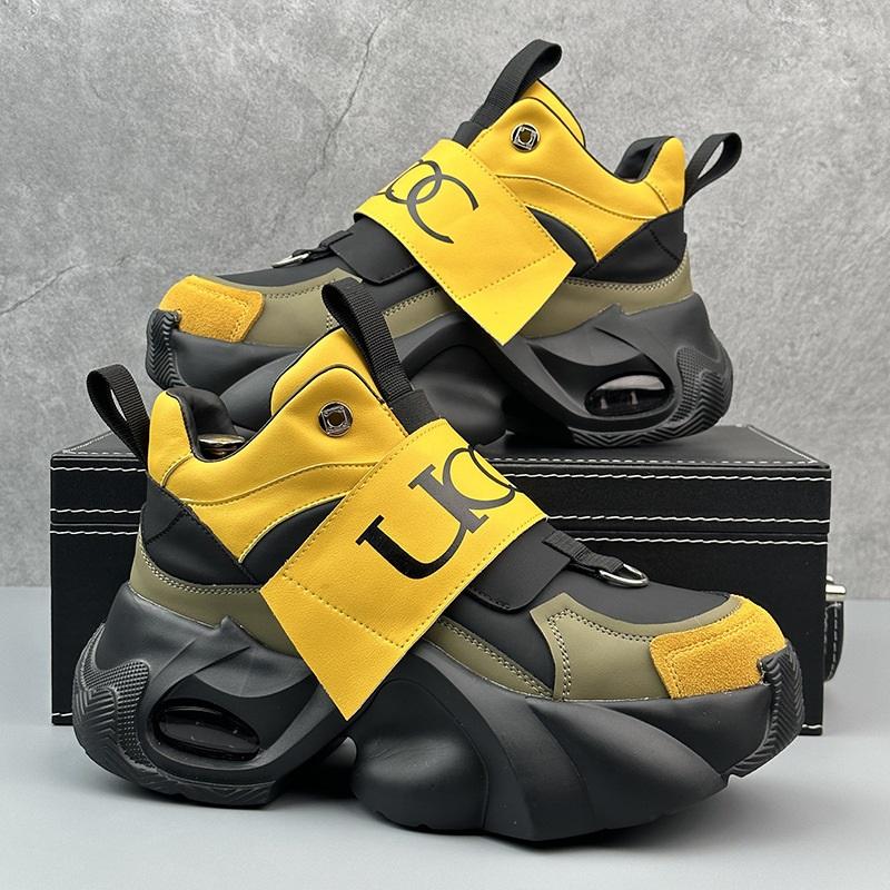 

Men s High Top Chunky Sneakers Velcro Strap Casual Athletic Shoes 43 жовтий