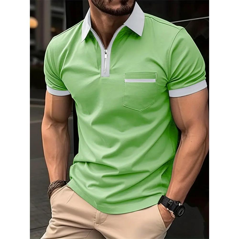 Men's Casual Chest Pocket Short Sleeved T-shirt Polo Shirt