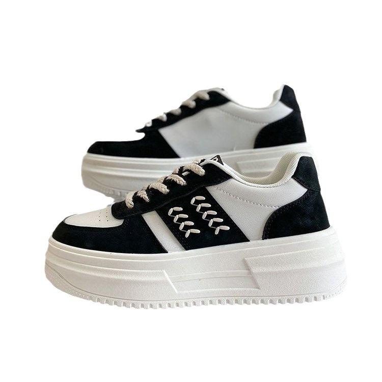 Spring New Platform Platform Heightened Easy Wear Shoes Women's Color Matching Wheat Fashion Casual Exercise Board Shoes Women