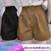Women's 100% Cotton High Waist Summer Casual Plus Size Wide Leg Shorts