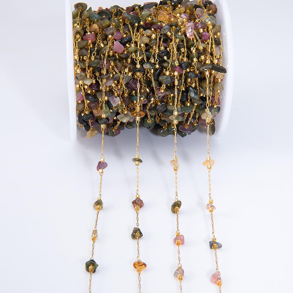 2Meters 1Meter Stainless Steel Stone Chain Irregular Natural Stone Necklace Beaded Bracelet Findings DIY Jewelry Making Supplies