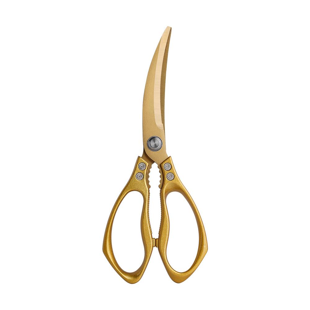 Multifunctional Barbecue Scissors Lengthened and Thickened Stainless Steel Kitchen Scissors Chicken Steak Scissors Barbecue золотой