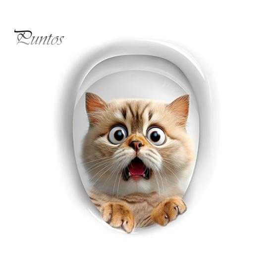 

Имитация кошачьего туалета, водонепроницаемая, съемная, самоклеящаяся, ПВХ, настенное искусство для гостиной, ванной комнаты, 3D-эффект, котенок, крышка унитаза, декоративная наклейка Cat