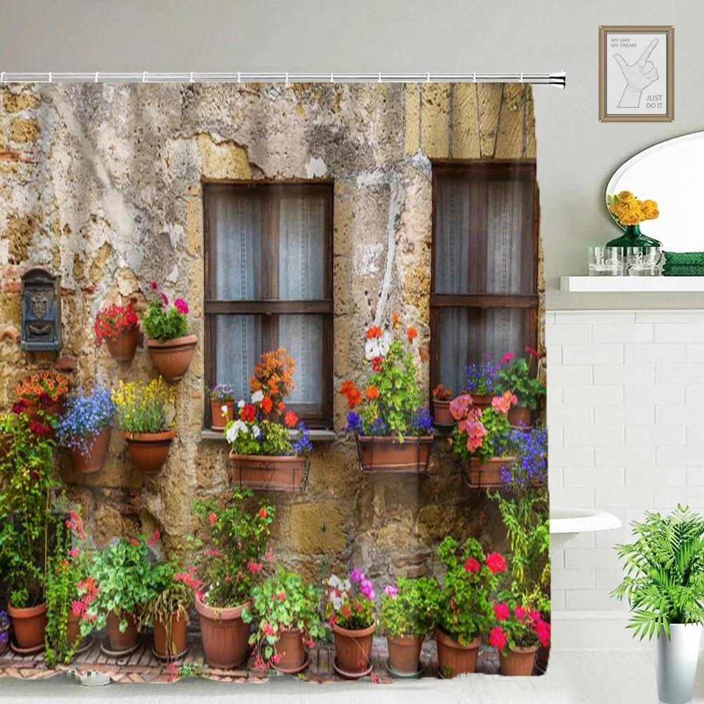 Refreshing Spring Scenery Shower Curtain Waterproof Landscape Shower Curtain With 12 Hooks Bathroom Decor Bathroom Accessories