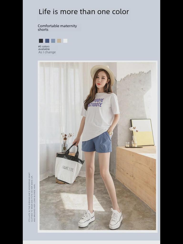 Summer Maternity Loose Fit Three-Quarter Leggings: Fashionable, Casual Shorts