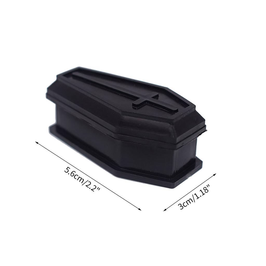 6pcs Mini Black Coffin Box Halloween Decorations for Cross Lid Coffin Box Tricky Prop Party Decor for Haunted House Orna