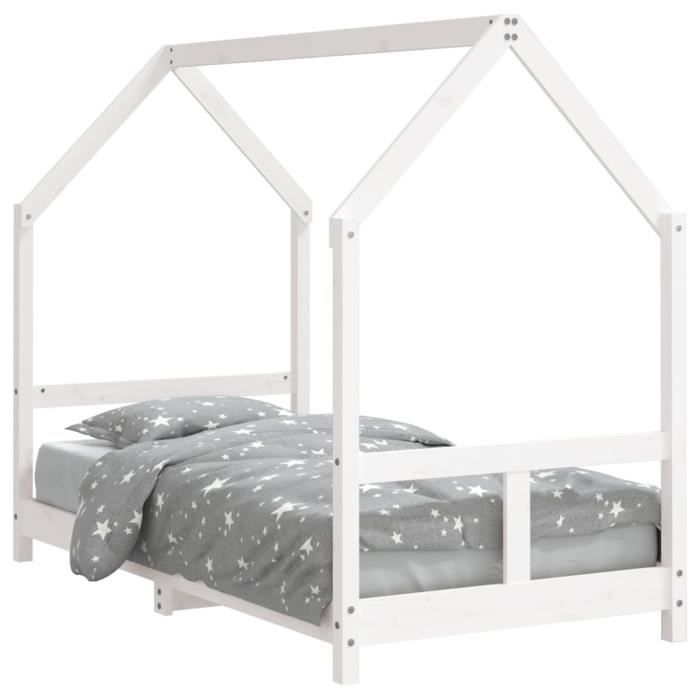 Cadre de lit enfant - VIDAXL - 80x160 cm - Bois massif - 1 place - Montage facile