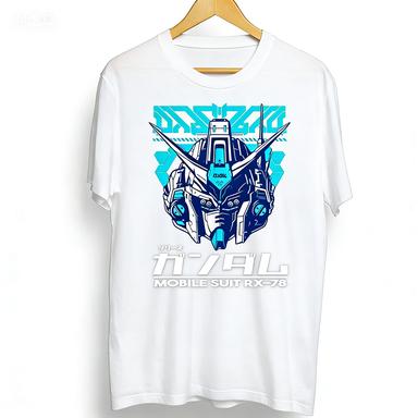

2026 New RX78 Gundam exquisite pattern Warrior Loose Short Sleeve Tshirt Pure Cotton Round Neck TopTrendy high qualityTshirt S