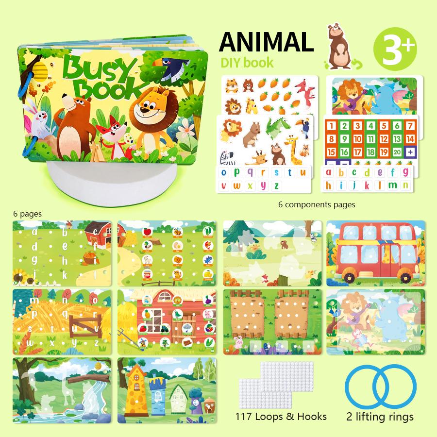 Montessori Toys Quiet Book My First Busy Book DIY Puzzle Dinosaurs Fruits Animals Transportation Matching Game Educational Toys