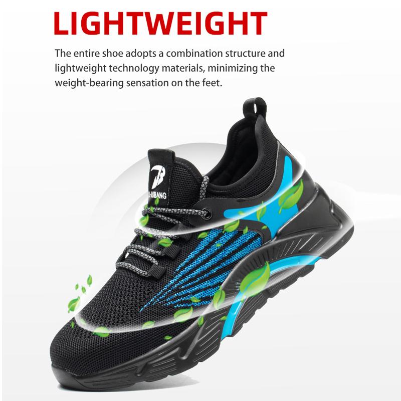 Plus Size 39- 48 Lightweight Men's Safety Shoes Anti-smash Anti-puncture Work Sneakers Steel Toe Shoes Protective Safety Boots