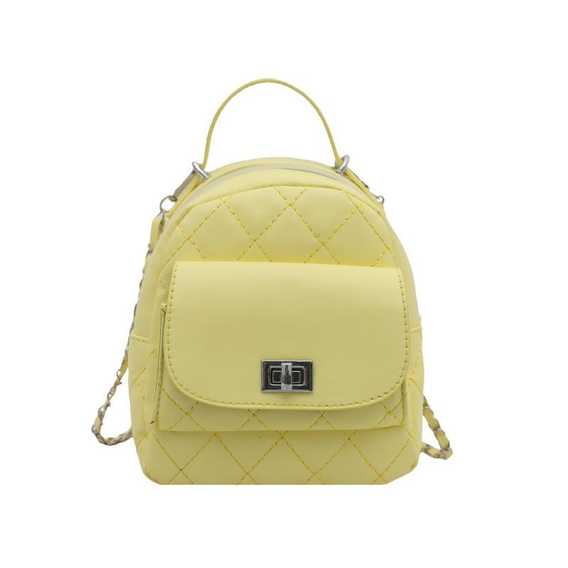 Premium Sense Rhombus Portable Backpack Bag Women's New Fashionable Versatile Solid Color Portable Shoulder Backpack