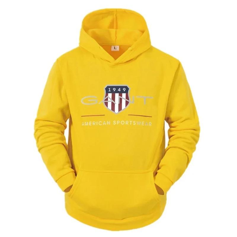 

Men s loose casual pullover hoodie street fashion printed top L жовтий