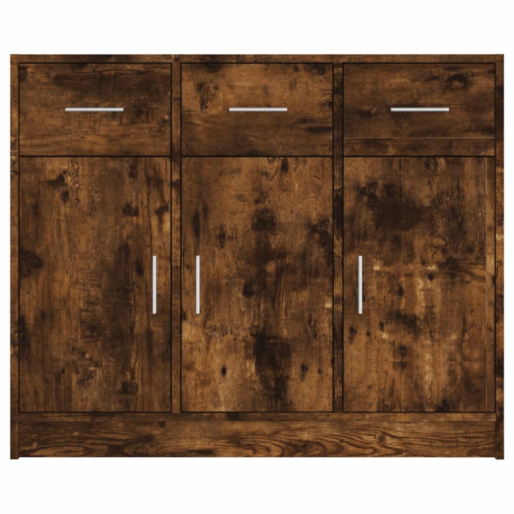 Sideboard Smoked Oak 91 X 28 X 75 Cm Wood Based Material