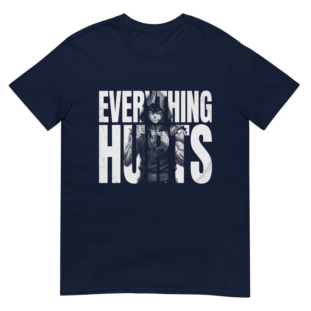 Everything Hurts Anime Workout Funny Weight Lifting Gym TShirt S