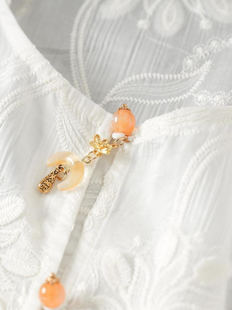 Frühlingsneues Stickerei-Jacquard-Trompetenärmelkleid - Chinesischer Stil mit französischer Eleganz