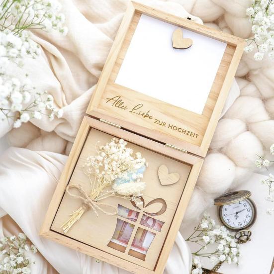 Wooden Wedding Cash Gift Storage Box Wedding Ceremony Money Holder Cash Gift Desktop Decoration Ornament Bride Groom Newlyweds Gift