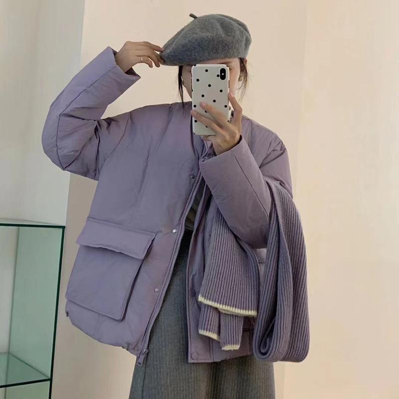 

Шарф Пуховик Женский 2025 Зима Новая Мода Милый Свободный Теплый Темперамент Маленькая Куртка S