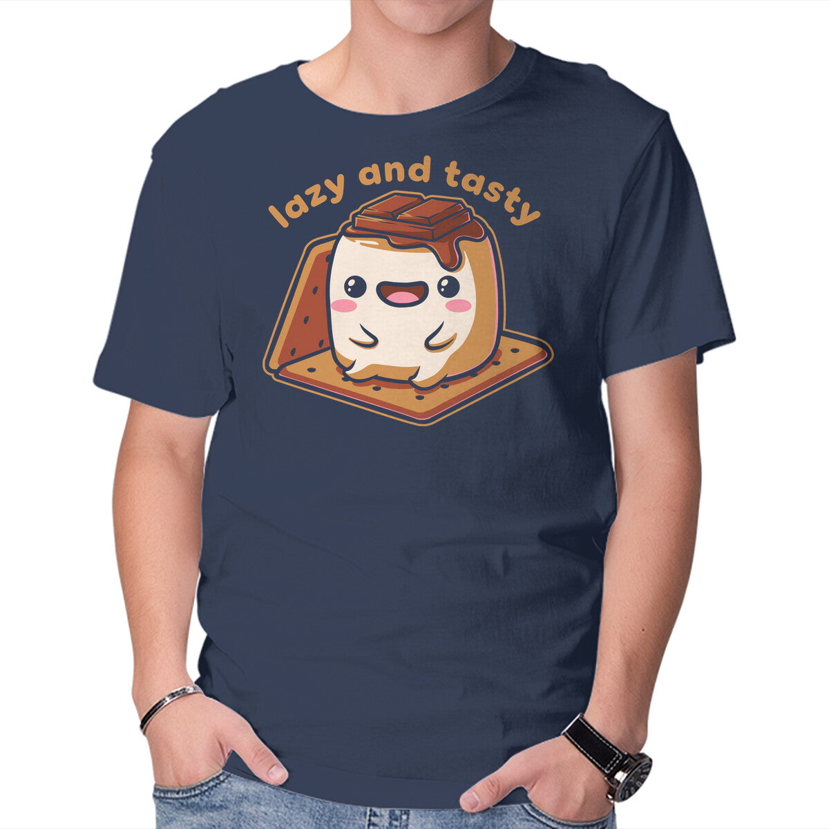 Unisex Crew Neck T-Shirt Cute Smore Tasty Graphic Short Sleeve Casual Tee L
