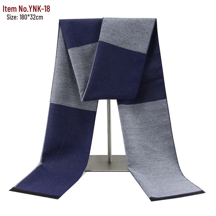 2026 Men's Winter Warm Plaid Scarf - European & American Style, Imitation Cashmere, Long Scarf