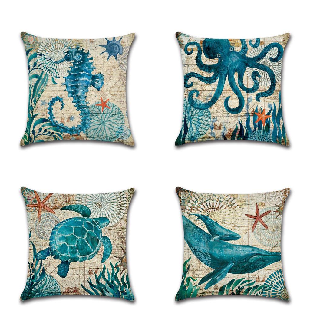 Premium Quality Marine Ocean Cushion Cover With Timeless Sea Horse Design