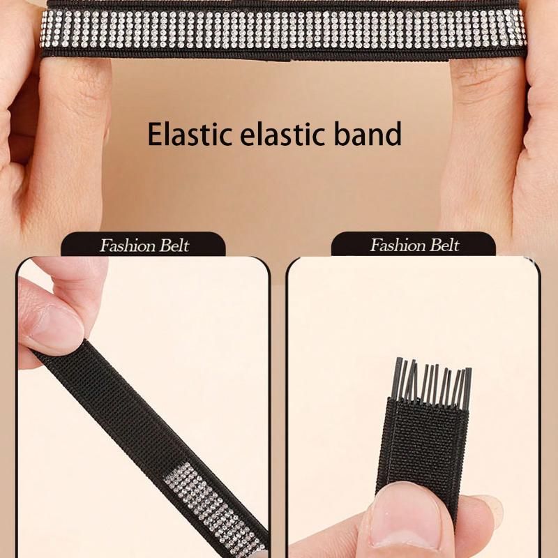 High Heel Crystal Elastic Shoelaces, No Tie Locking Device, Anti-Slip Shoe Strings for Women High Heels Women Pumps
